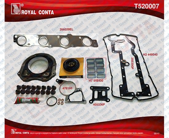 ROYAL T520007 Motor Takim Conta Skt Keçeli Ve S.Lastikli Skzsiz Isi Sperliği Yerine Manifold Contasi Var Transit V.347 2.2 06> 11 Boxer-Jumper-Ducato 2.2hdi 06>